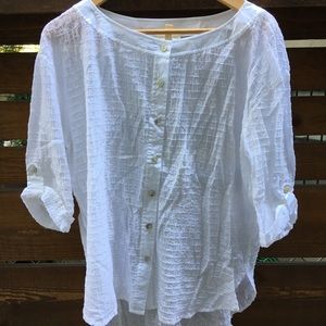 Eileen Fisher sheer white blouse
